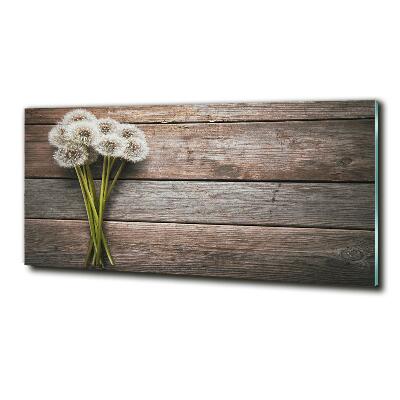 Cuadro decorativo de vidrio para salón horizontal madera de diente de león