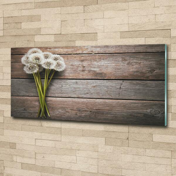 Cuadro decorativo de vidrio para salón horizontal madera de diente de león
