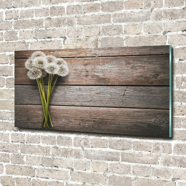 Cuadro decorativo de vidrio para salón horizontal madera de diente de león