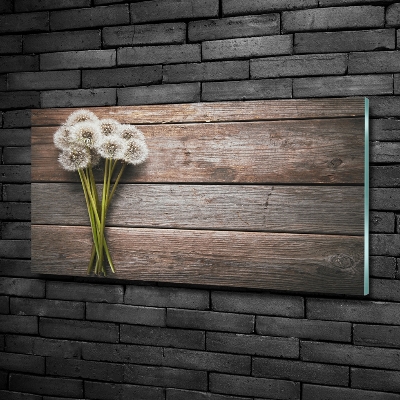 Cuadro decorativo de vidrio para salón horizontal madera de diente de león