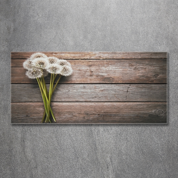 Cuadro decorativo de vidrio para salón horizontal madera de diente de león