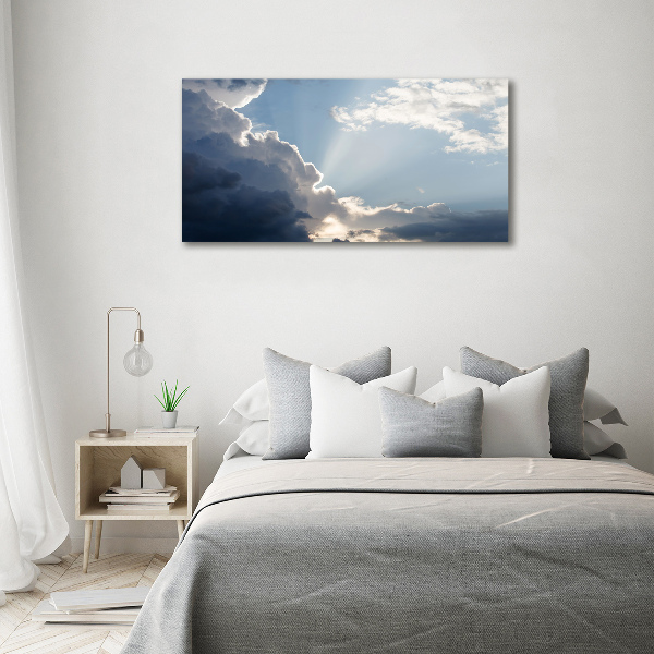 Cuadro decorativo de vidrio para salón horizontal Nubes en el cielo