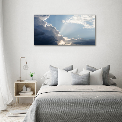 Cuadro decorativo de vidrio para salón horizontal Nubes en el cielo
