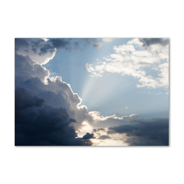 Cuadro decorativo de vidrio para salón horizontal Nubes en el cielo