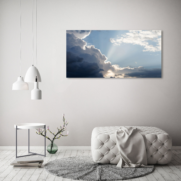 Cuadro decorativo de vidrio para salón horizontal Nubes en el cielo