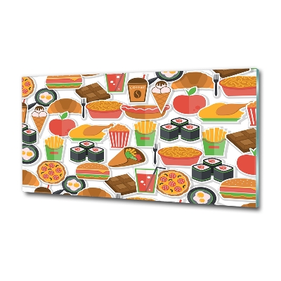 Cuadro decorativo de vidrio para salón horizontal Comida rápida