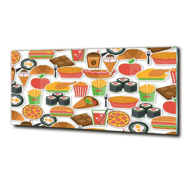 Cuadro decorativo de vidrio para salón horizontal Comida rápida
