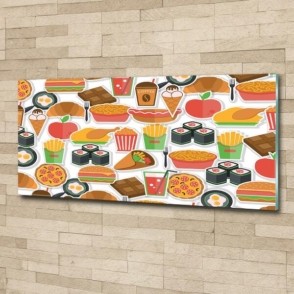 Cuadro decorativo de vidrio para salón horizontal Comida rápida