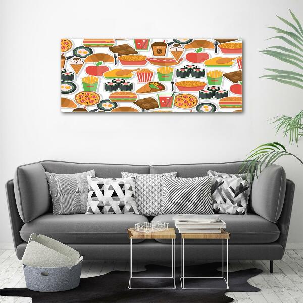 Cuadro decorativo de vidrio para salón horizontal Comida rápida
