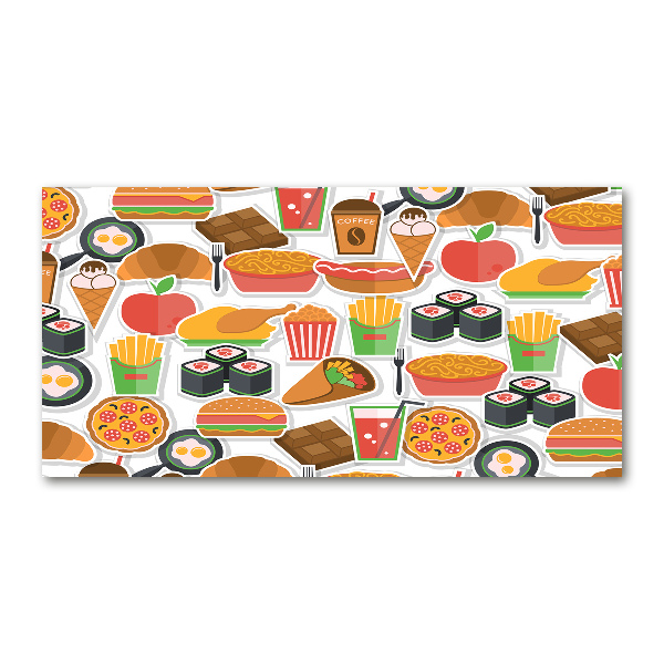 Cuadro decorativo de vidrio para salón horizontal Comida rápida