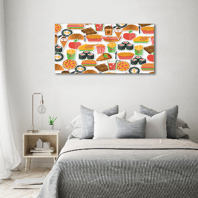 Cuadro decorativo de vidrio para salón horizontal Comida rápida