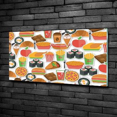 Cuadro decorativo de vidrio para salón horizontal Comida rápida