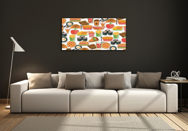 Cuadro decorativo de vidrio para salón horizontal Comida rápida
