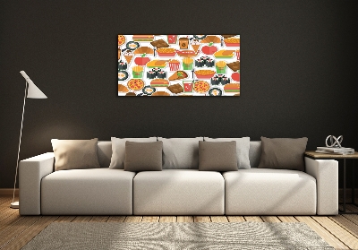 Cuadro decorativo de vidrio para salón horizontal Comida rápida