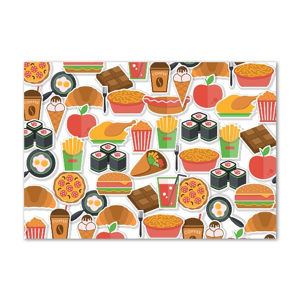Cuadro decorativo de vidrio para salón horizontal Comida rápida