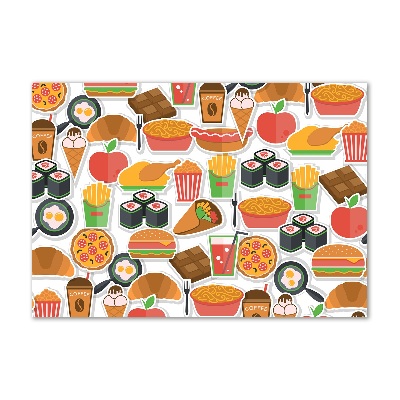 Cuadro decorativo de vidrio para salón horizontal Comida rápida