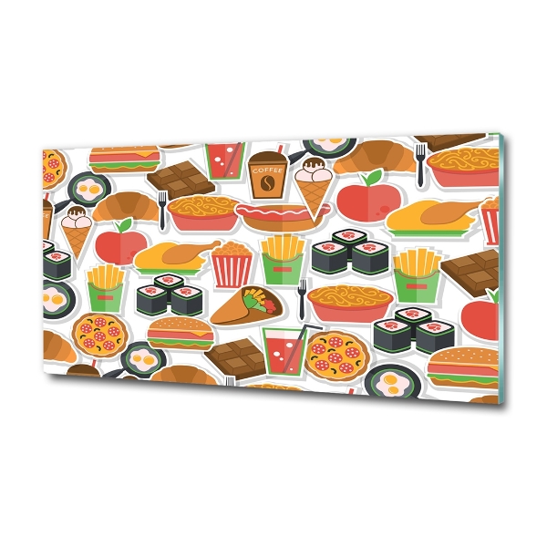 Cuadro decorativo de vidrio para salón horizontal Comida rápida