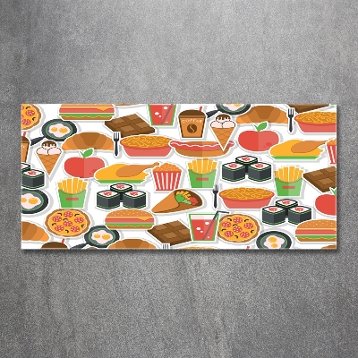 Cuadro decorativo de vidrio para salón horizontal Comida rápida