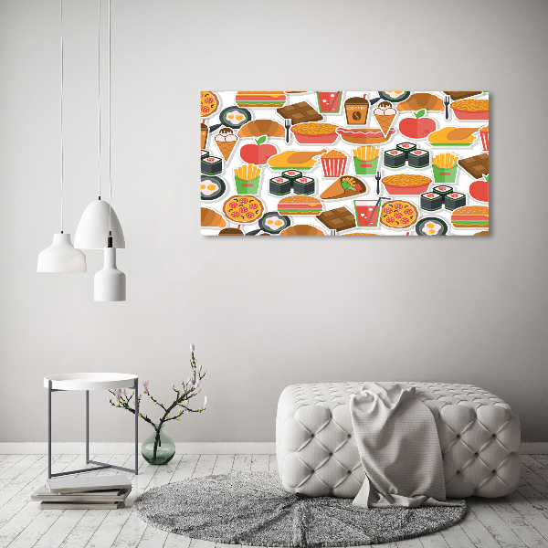 Cuadro decorativo de vidrio para salón horizontal Comida rápida