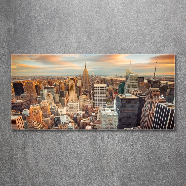 Cuadro de cristal templado moderno horizontal Vista aérea de Nueva York
