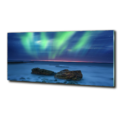 Cuadro decorativo de vidrio para salón horizontal Auroras boreales