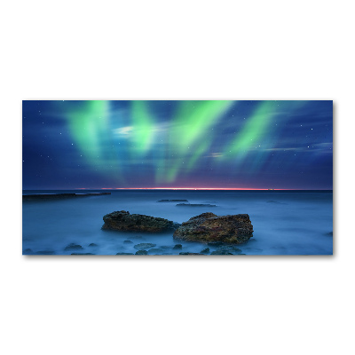 Cuadro decorativo de vidrio para salón horizontal Auroras boreales
