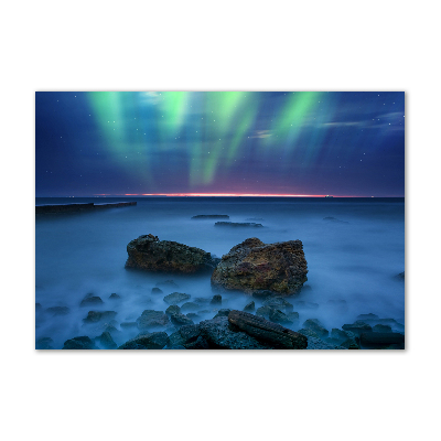 Cuadro decorativo de vidrio para salón horizontal Auroras boreales