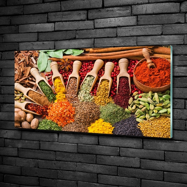 Cuadro decorativo de vidrio para salón horizontal Especias de colores