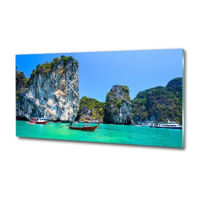 Foto en cristal de alta calidad con impresión uv horizontal Barcos de Tailandia