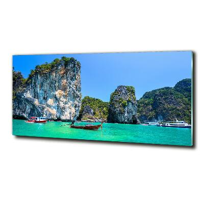 Foto en cristal de alta calidad con impresión uv horizontal Barcos de Tailandia