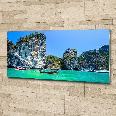 Foto en cristal de alta calidad con impresión uv horizontal Barcos de Tailandia