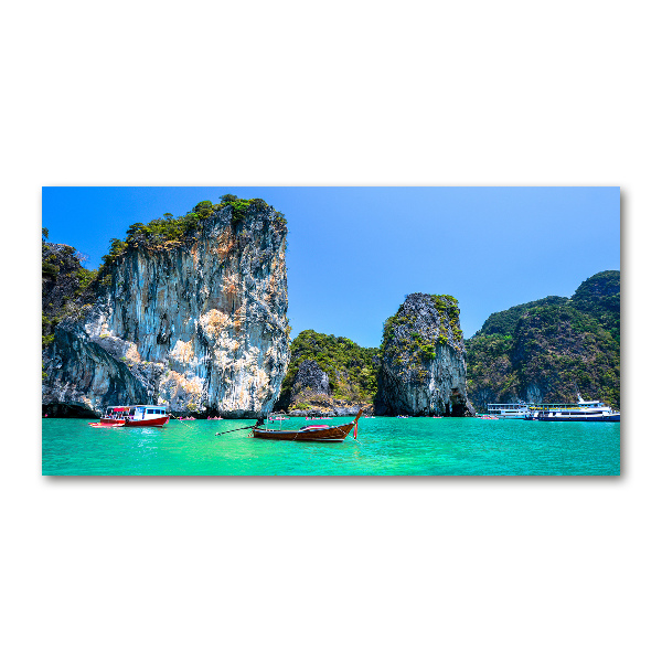 Foto en cristal de alta calidad con impresión uv horizontal Barcos de Tailandia