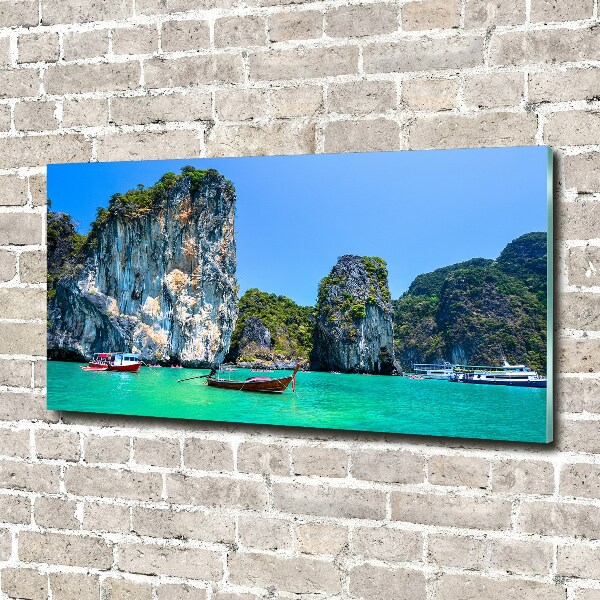 Foto en cristal de alta calidad con impresión uv horizontal Barcos de Tailandia