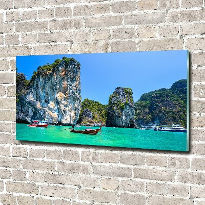 Foto en cristal de alta calidad con impresión uv horizontal Barcos de Tailandia