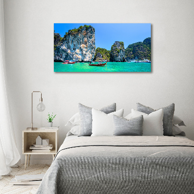 Foto en cristal de alta calidad con impresión uv horizontal Barcos de Tailandia
