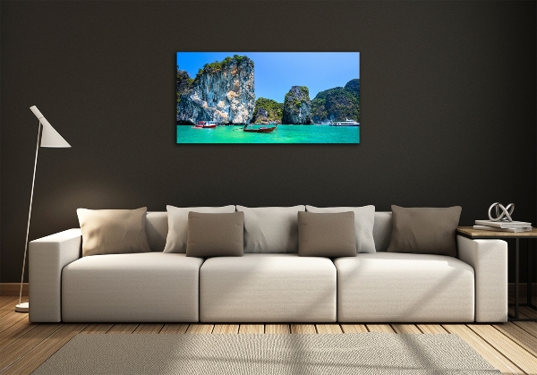 Foto en cristal de alta calidad con impresión uv horizontal Barcos de Tailandia