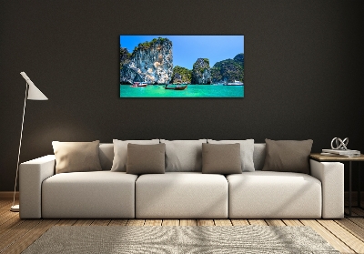 Foto en cristal de alta calidad con impresión uv horizontal Barcos de Tailandia