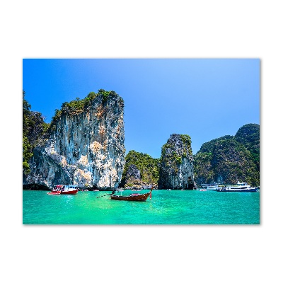 Foto en cristal de alta calidad con impresión uv horizontal Barcos de Tailandia