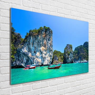 Foto en cristal de alta calidad con impresión uv horizontal Barcos de Tailandia