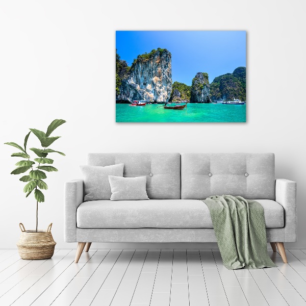 Foto en cristal de alta calidad con impresión uv horizontal Barcos de Tailandia
