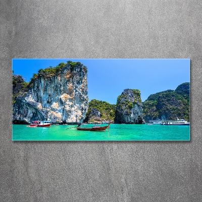 Foto en cristal de alta calidad con impresión uv horizontal Barcos de Tailandia