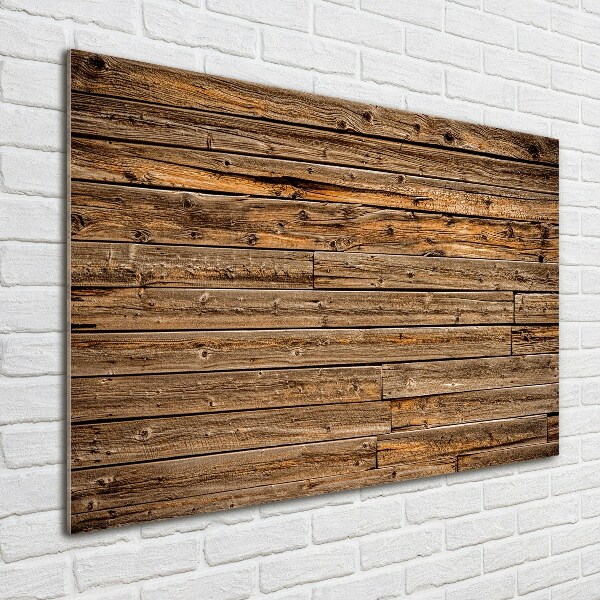 Impresión en cristal con acabado brillante horizontal pared de madera