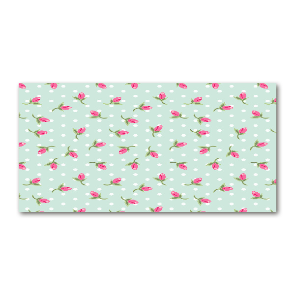 Cuadro de cristal templado moderno horizontal Patrón de rosas