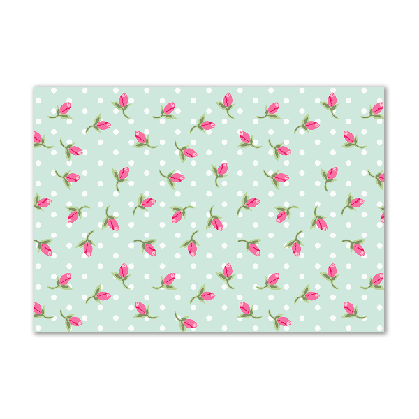 Cuadro de cristal templado moderno horizontal Patrón de rosas