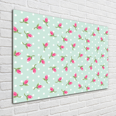 Cuadro de cristal templado moderno horizontal Patrón de rosas