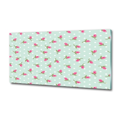 Cuadro de cristal templado moderno horizontal Patrón de rosas