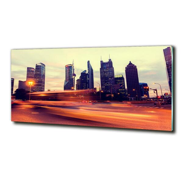 Cuadro de cristal templado moderno horizontal Shanghái de noche