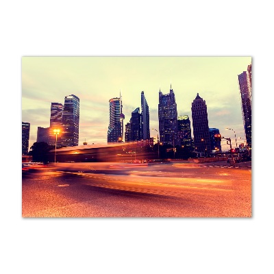 Cuadro de cristal templado moderno horizontal Shanghái de noche
