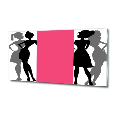 Cuadro de cristal templado moderno horizontal siluetas de mujeres