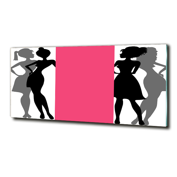 Cuadro de cristal templado moderno horizontal siluetas de mujeres